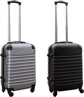 Travelerz kofferset 2 delig ABS handbagage koffers - met cijferslot - 39 liter - zwart - zilver