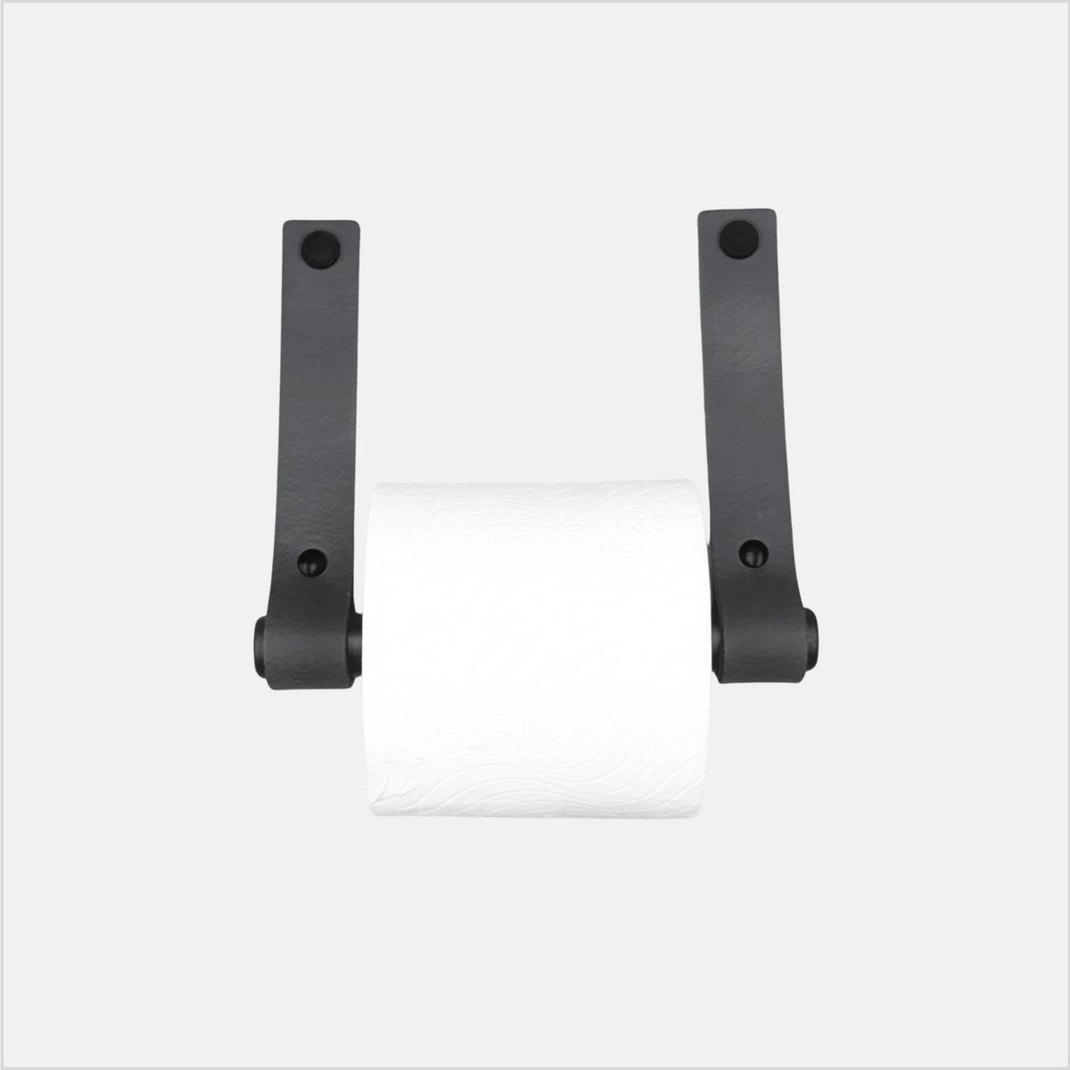LGZ Leren Toiletrolhouder Antraciet - Rolhouder Zwart metaal - Inclusief schroeven - 17x16,5cm - Leder