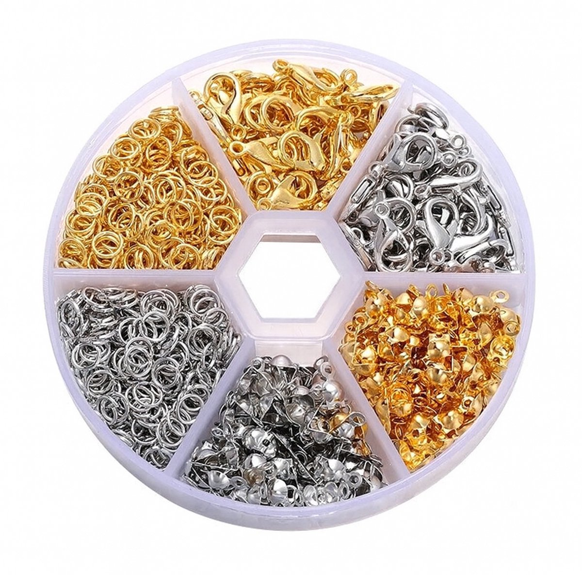 Sluitingen Sieraden Maken Volwassenen Pakket - 570 stuks Karabijnsluiting, Knijpkralen & Ringetjes - Goud & Zilver - Kasey