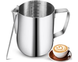 Pichet RV 350 ml – Double Bec Verseur, Graduations & Stylo Latte Art – Pichet à Mousseur Professionnel pour Café & Cappuccino