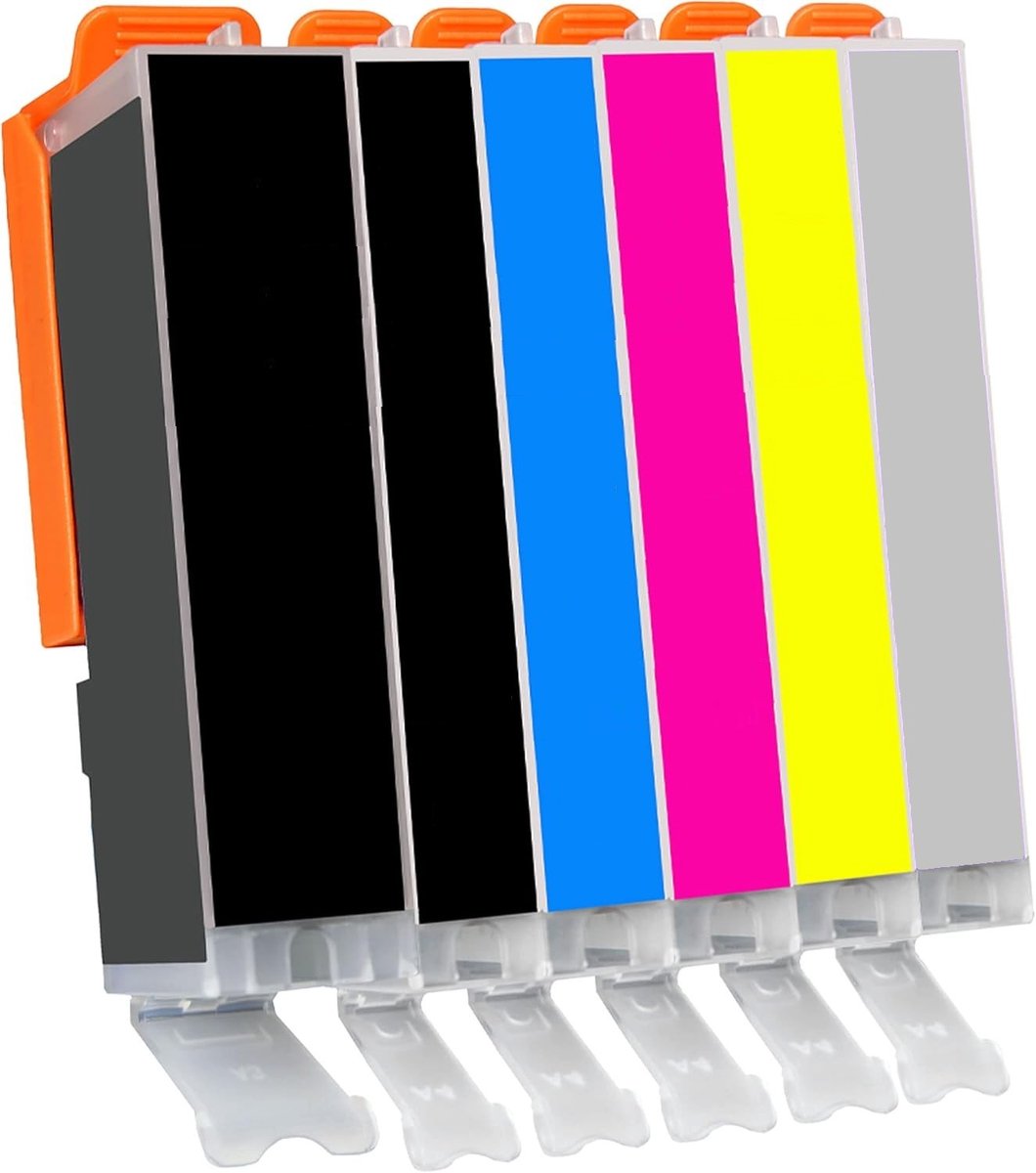 Compatible inkt cartridges voor Canon PGI-550XL / CLI-551XL | Multipack van 6 inktcartridges (+Grijs) voor Canon Pixma IP8700, IP8750, MG6300, MG6350, MG7100, MG7150, MG7500, MG7550