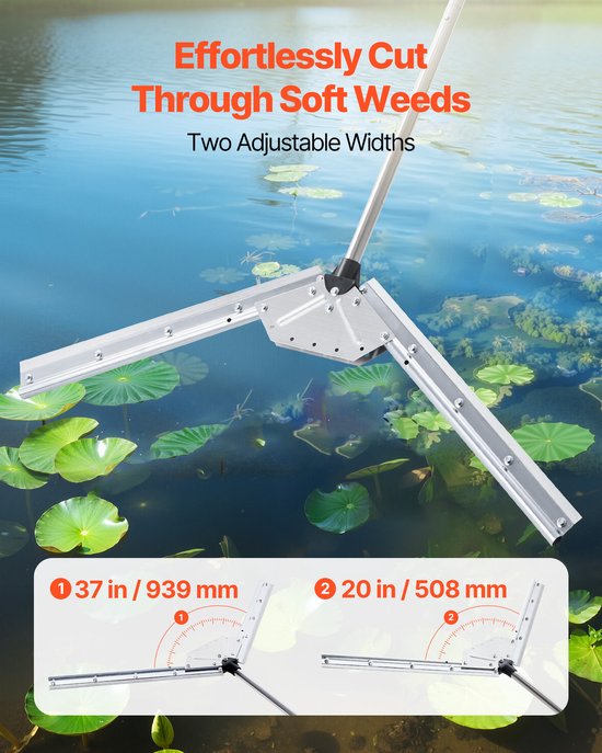 Maaier voor Waterplanten met Een Maaibreedte Van 94 Cm, Duurzame Stalen Messen En Een Werplijn Van 9 meter, Ideaal voor Waterplanten Zoals Lisdodde, Riet, Waterlelies En Characeae — afbeelding 4