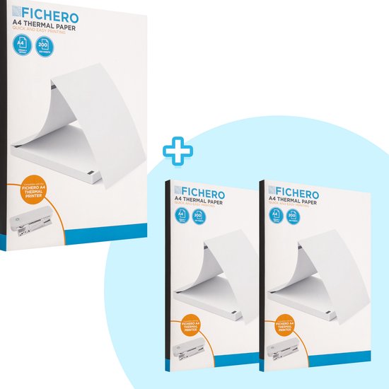 Thermisch Ketting Papier - Combideal met 3x Kettingpapier A4 - Voor Thermische Printer - Wit - Fichero