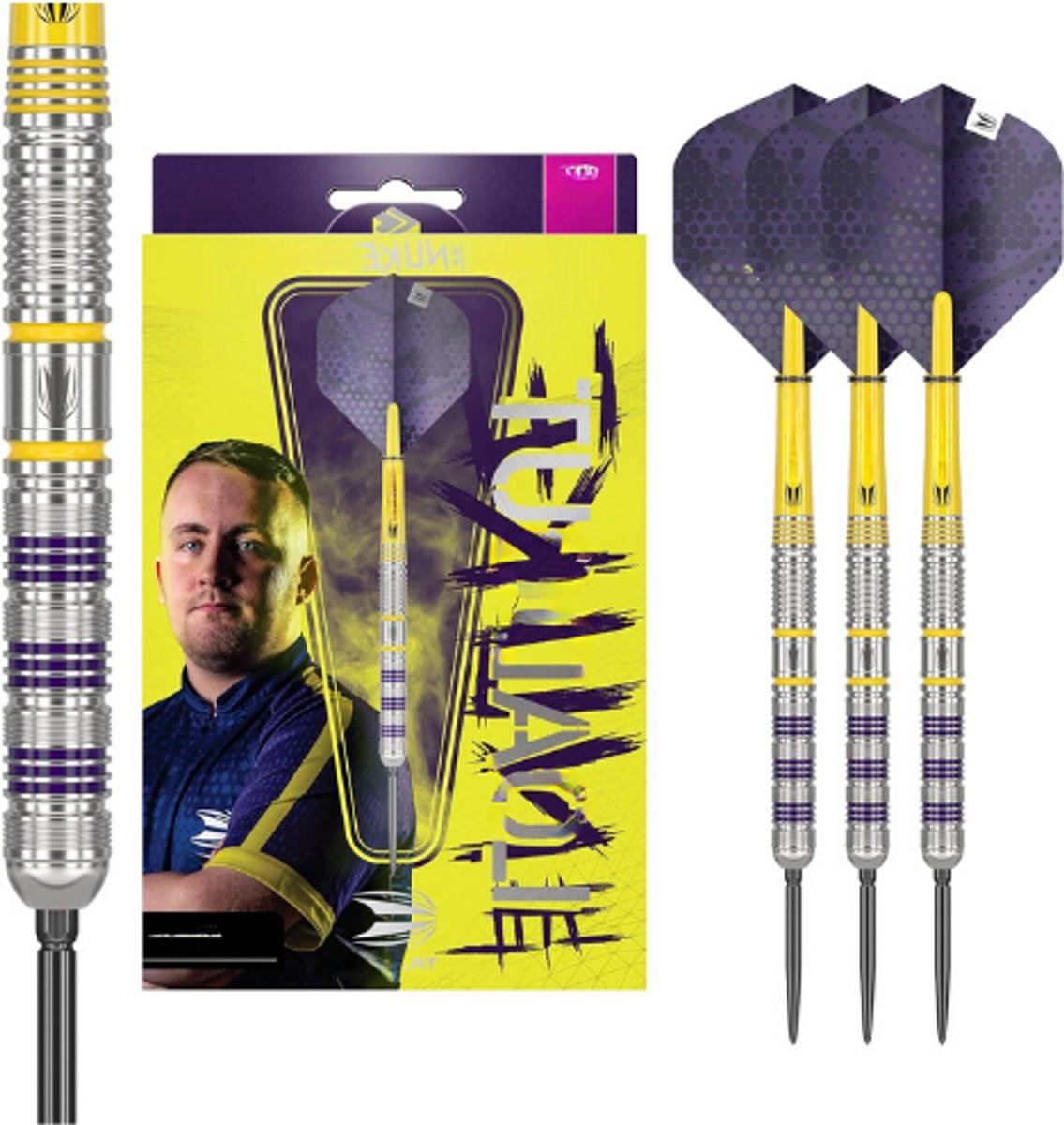 Luke Littler Loadout Steel Tip Swiss Point Darts - 90% Tungsten - 22G/23G/24G - Spelerseditie Met Swiss Points Gereedschap - Pro Grip Shafts - No.2 Flights