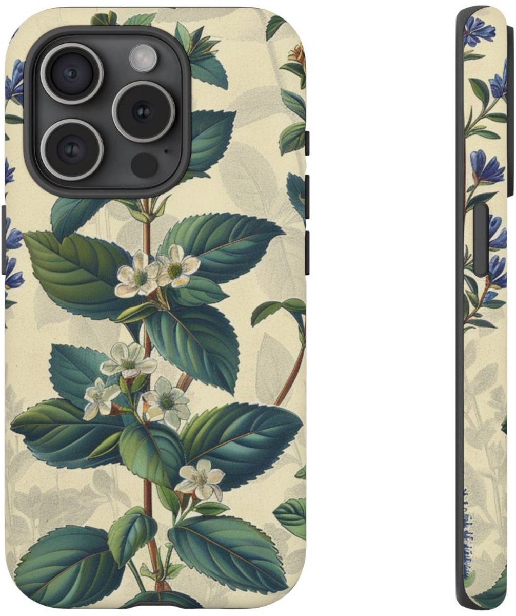 Vintage Botanisch Kruidenpatroon – Telefoonhoesje Geschikt voor iPhone 15 Pro