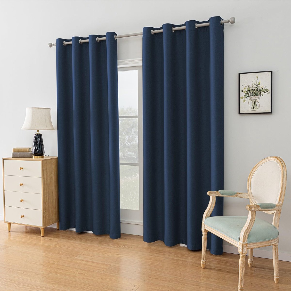 Azomor® Ondoorzichtige gordijnenset met linnenlook en thermische isolatie 140x240 cm