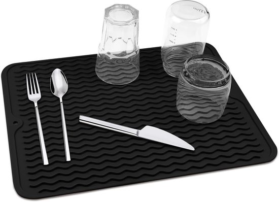 Afdruipmat voor servies, 40 cm x 32,5 cm, siliconen afdruipmat
