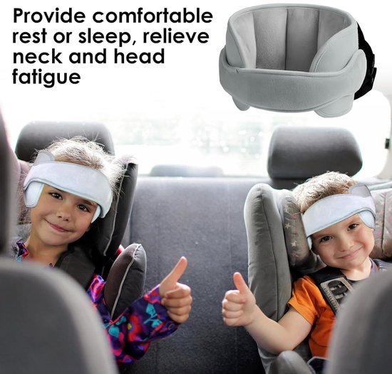 Neksteun voor Kinderen - Nekkussen Autostoel - Neksteun - Hoofdband Grijs - Hoofdsteun Voor In De Auto - Hoofdsteun Kussen - Hoofdsteun voor kinderzitje - Hoofdsteun voor Autostoel - Universele Instelbare Reis Hoofdsteun - Veiligheid en Bescherming — afbeelding 3