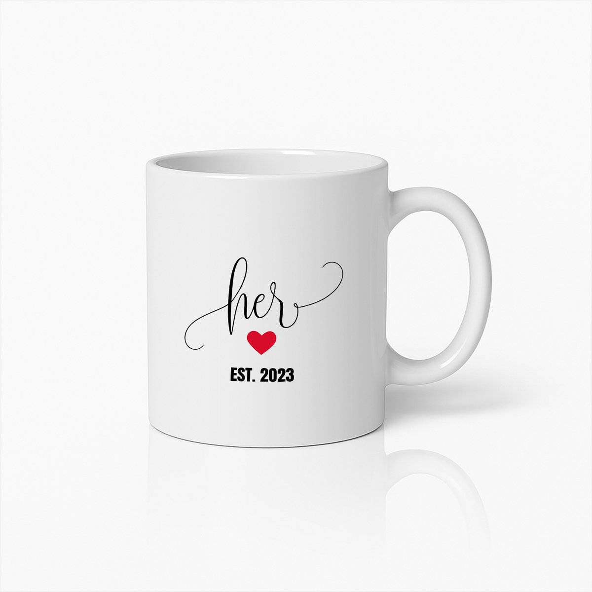 Haar Est. 2023 Mok – Elegante Romantische Koffiemok Cadeau voor Pasgetrouwden en Stellen