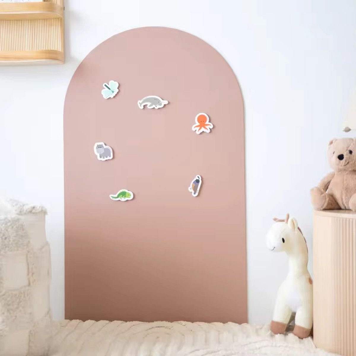 Duvision Magnetische Muursticker - Krijtbord - Boogvorm - KameelRoze - B80 x H100 cm