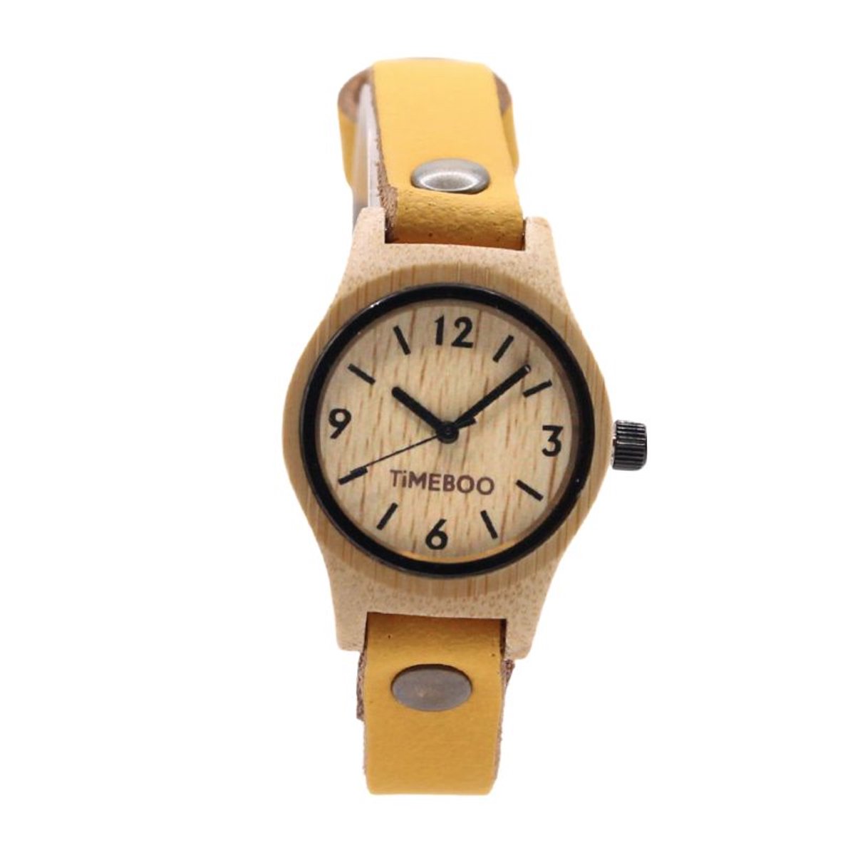 Timeboo horloge Small | Bamboe houten horloge | dames - leer - Oker