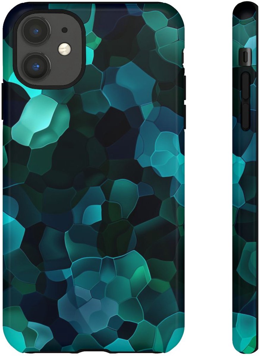Diepzeeblauwe Geometrische Abstracte Patronen – Telefoonhoesje Geschikt voor iPhone 11