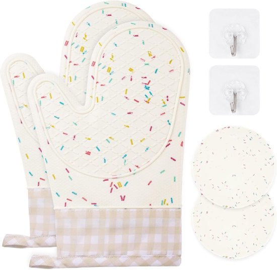 DXIA Katoen Ovenwanten – 1 Paar Antislip BBQ Handschoenen, Hittebestendig En Wasbaar