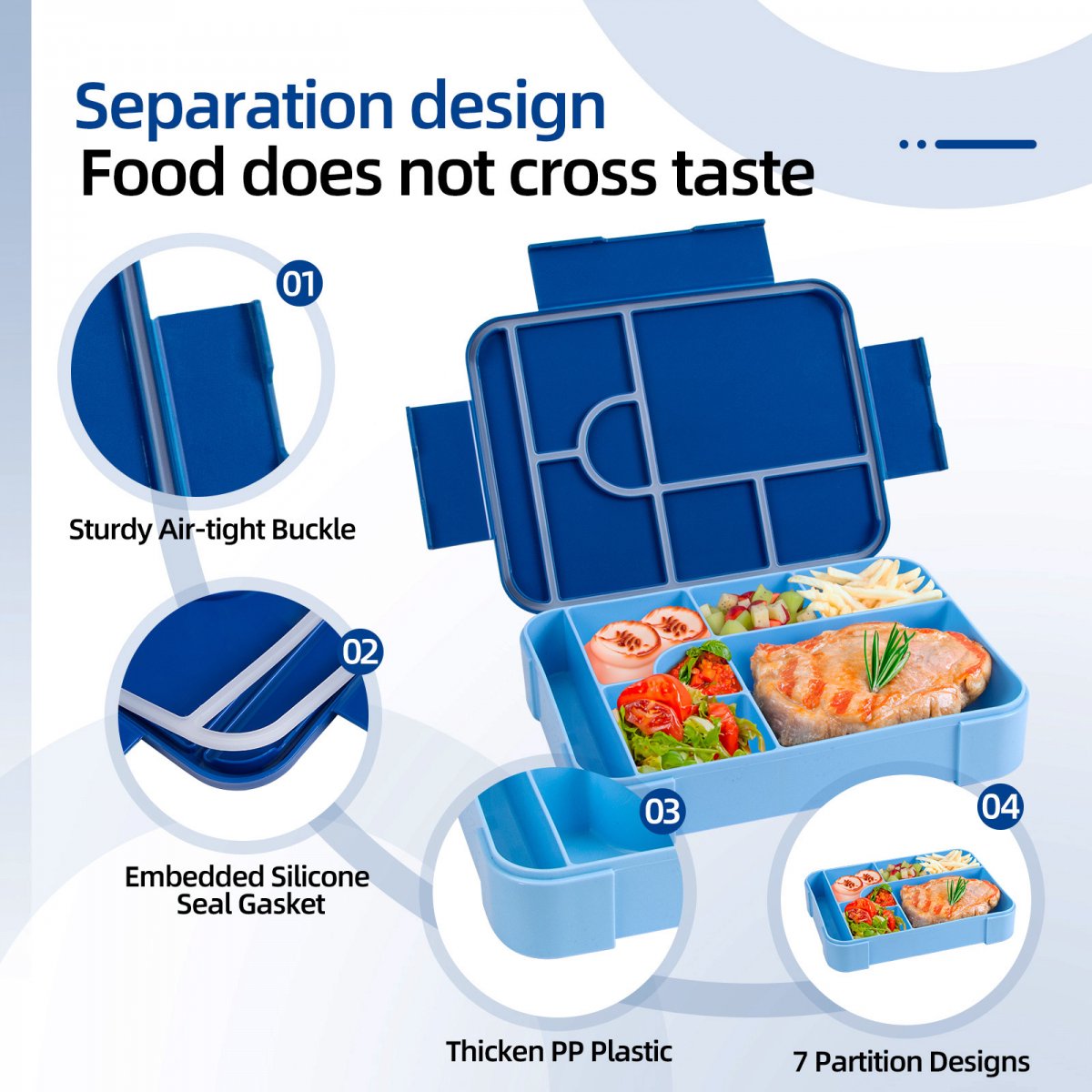 Lunchbox - Broodtrommel - 1330 ml - Broodtrommel voor Kinderen - Bento Box - Bentoboxen met Bestek - Lekvrij - Geïsoleerde Lunchbox Geschikt Voor Volwassenen en Kinderen, Picknick, Werk, School - Zwart — cadeau in Koken & Dineren - foto 4