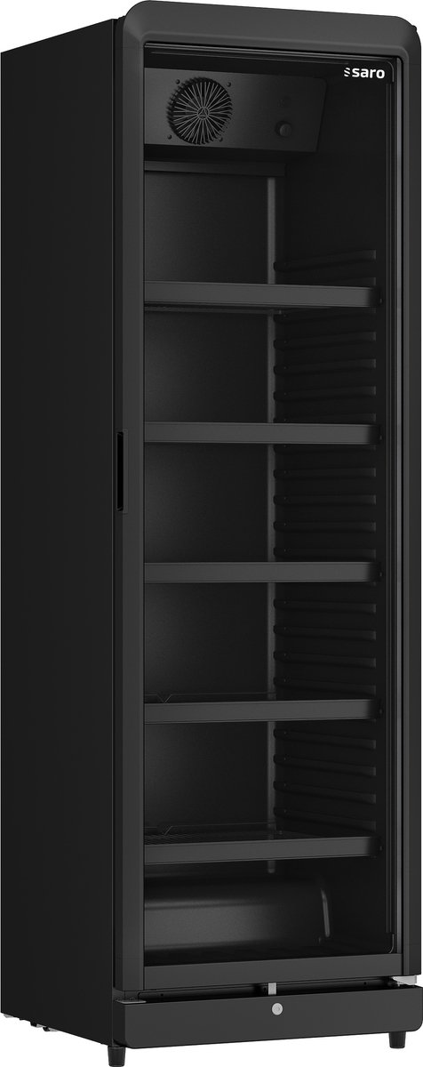 SARO Drankenkoelkast GTK 388 – 388L – Zwart – Glazen deur – LED – Voor horeca & winkel – Flessenkoelkast– Bestel direct!