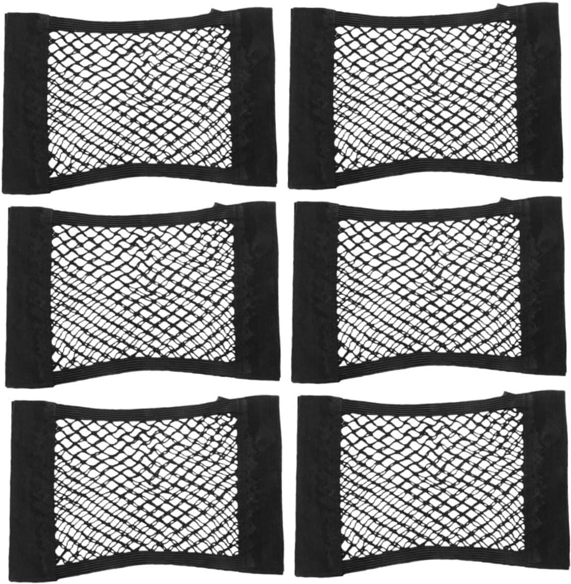Image of 6-delige kofferbak opbergnetset met dubbellaags klevend elastisch net, geschikt voor buitenactiviteiten