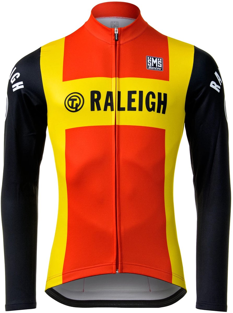 Retro TI Raleigh fietsshirt met lange mouwen en volledige rits - S