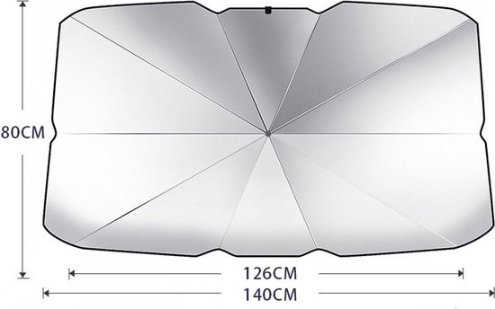 Zonnescherm Auto - Zonwering - UV Protectie - Zonnescherm Paraplu voor auto voorruit - 140 x 80 cm - Inklapbaar - Met opberghoes - voor De Meeste Voertuigmodellen - Hitte en UV bescherming van Merkloos — afbeelding 2