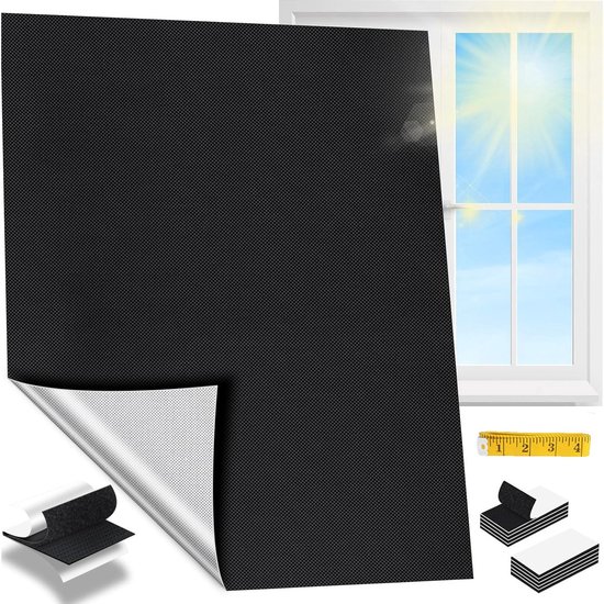 Verduisteringsdoek met klittenband - 145 x 300 cm - Verduisterend - Zonwerend - warmte/licht werend doek - Verduisteringsgordijn voor ramen - UV gordijn - Schaduwdoek voor raam - Zonnescherm dakraam - Zonwering Raam