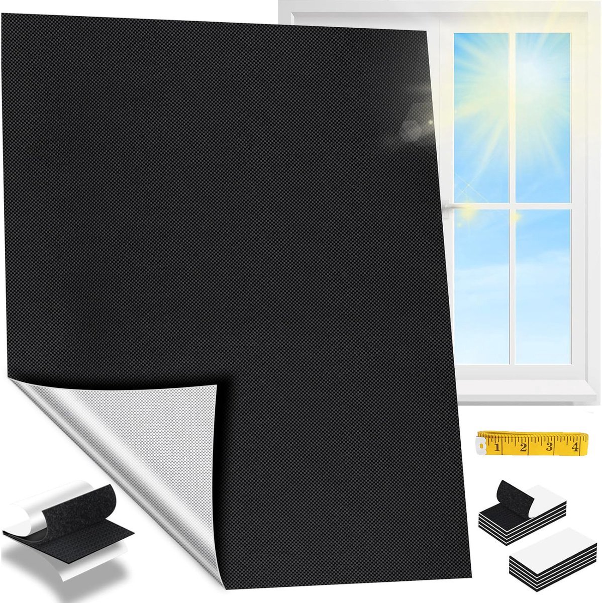 Verduisteringsdoek met klittenband - 145 x 350 cm - Verduisterend - Zonwerend - warmte/lic