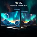 Vergelijking van een CHiQ TV met "HDR 10" en zonder HDR, beide tonen het noorderlicht.