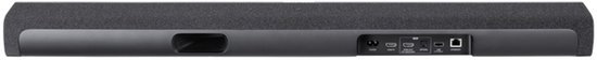 Achterkant van de zwarte Harman Kardon Enchant 900 soundbar met HDMI en Ethernet poorten.