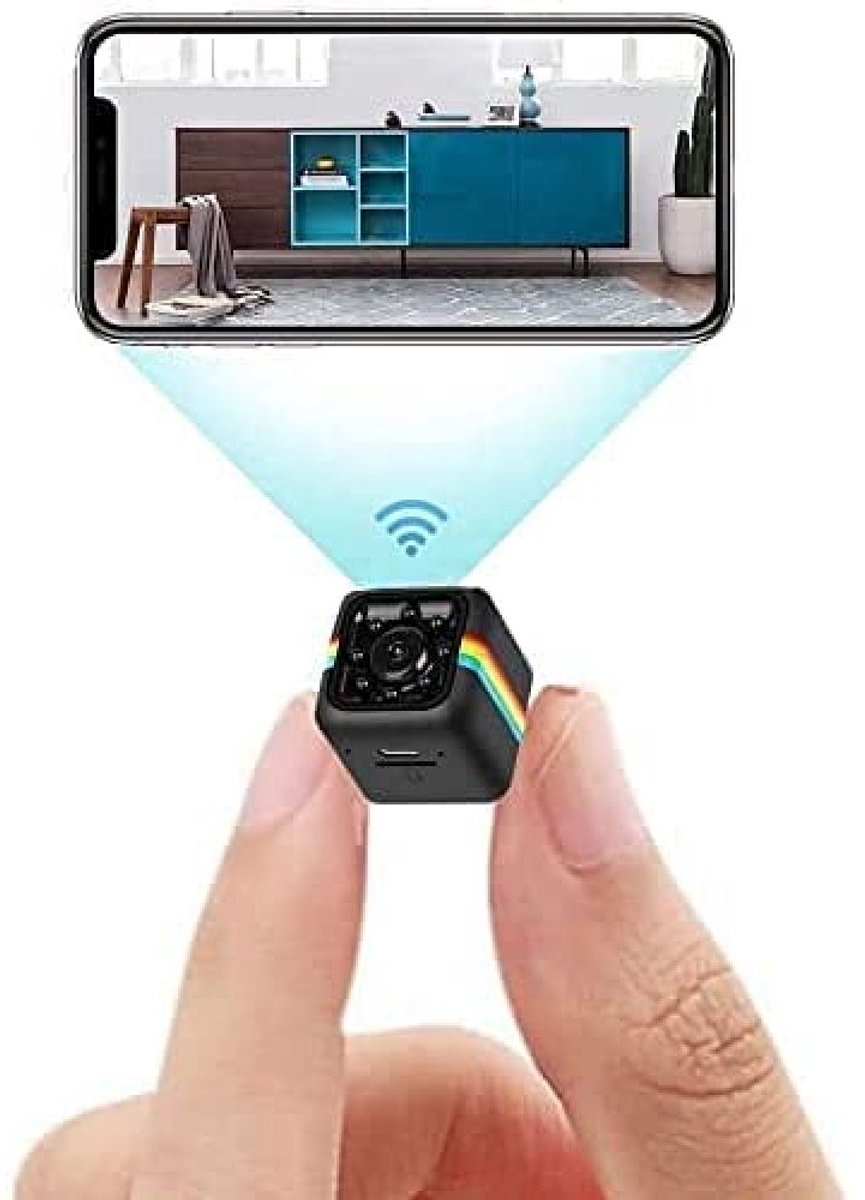 TuseRxln Beveiligingscamera Voor Binnen - 1080P Full HD Nachtzicht Tot 6 Meter - Verborgen Mini Spycam - Magnetische Montage - 1 Stuk - Voor Huis En Kantoor - Zwart