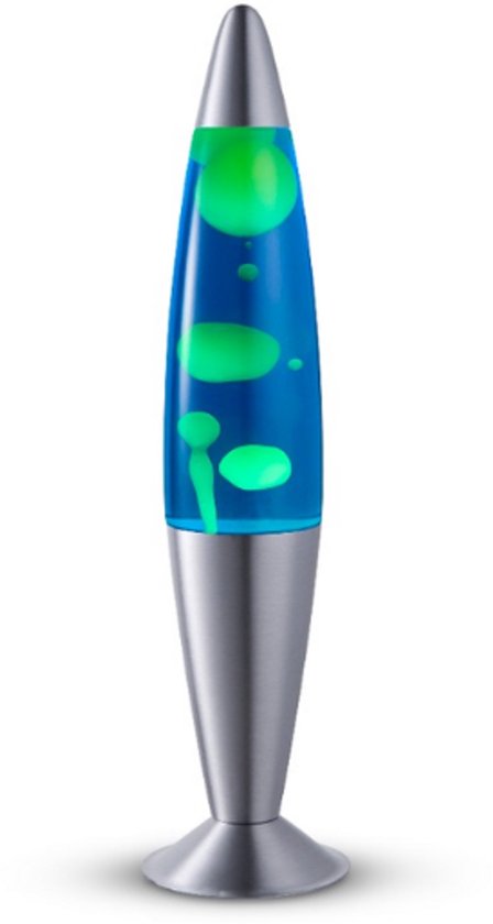 Lighto Lavalamp - Blauwe Vloeistof met Gele Lava - voor Kinderen - Zilver