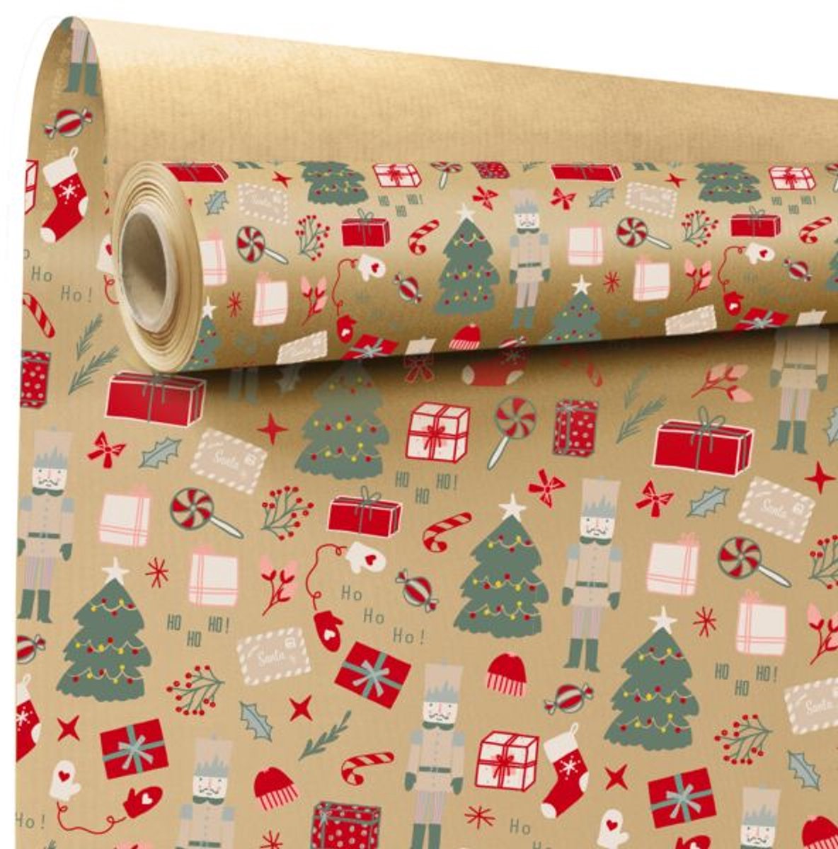 Noella – Rol inpakpapier – Kerst Rood – 60 grams Gestreept Kraft