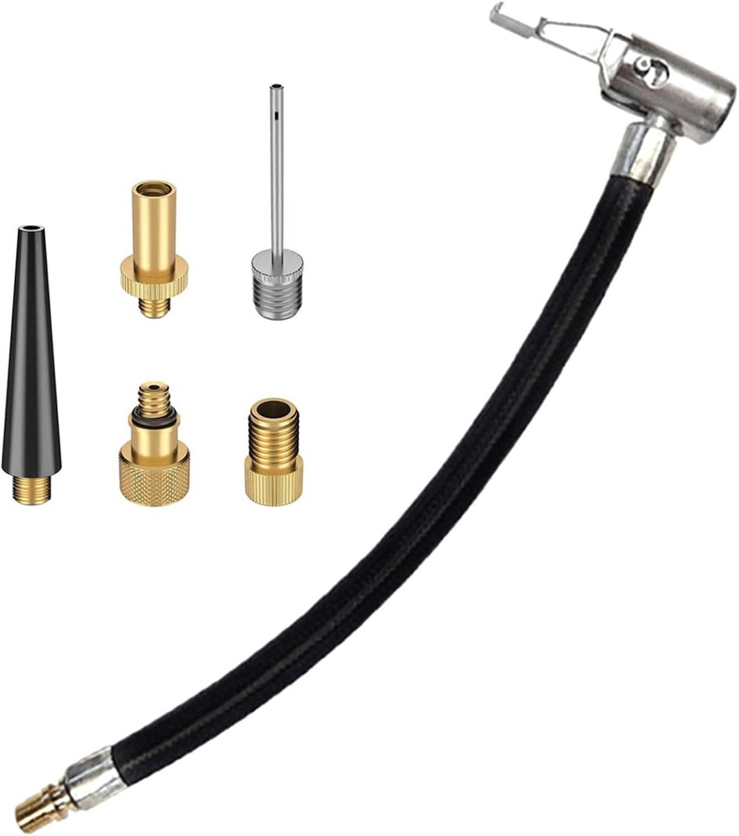 Tyre Filling Hose - Car Inflator Hose - Tyre Pump Hose Adapter - Replacement Hose for Air Pump - Car Tyre - Air Filling Hose - voor Autos - Fietsen - Motorfietsen - 30 cm - met Accessoires
