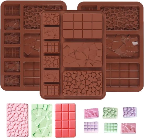 Foto: Silicone chocolademallen 3pcs chocoladebar mallen mini wafelvorm fragmenten vierkante vorm mallen herbruikbaar diy bakgerei snoep eiwit energie bar mallen