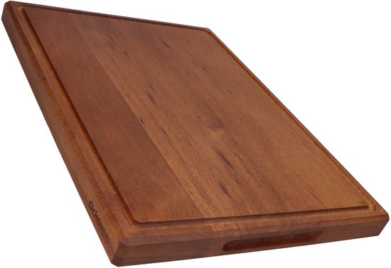 Deleca Walnoot Houten Snijplank - Dubbelzijdig met Sapgeul / Handgrepen - Groot en Dikke Hakblok - Voor Keuken, Duurzame Snijplanken, Serveerplank, Kaasplank, Borrelplank, Tapasplank - Walnoten Hout - Zonder Plastic - 51x38x3.8 cm