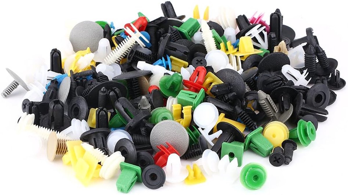 Image of 200 stks Auto Retainer Clips Bevestigingsmiddelen Kit- Universele Auto Push Pin Klinknagels Bumper Deur Trim Panel Clips, 30 Populaire Maten Gevormde Plastic Producten