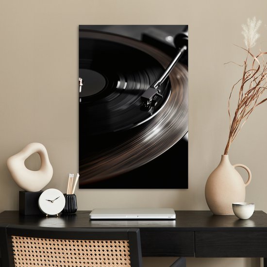 Affiche 40x60 cm - Gros plan - Disque vinyle - Tourne-disque - Zwart - Posters - Décoration chambre - Décoration murale salon - Décoration murale chambre