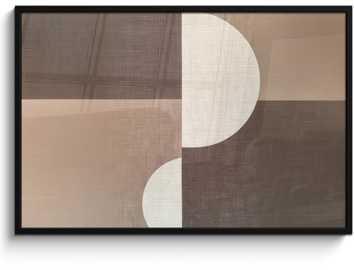 FrameYourWall Poster in lijst - Fotolijst 120x80 cm - Posters - Raster - Halve cirkels - Contrast - Posterlijst zwart - Decoratie - Wanddecoratie woonkamer - Muurdecoratie slaapkamer cirkels - Vlakken