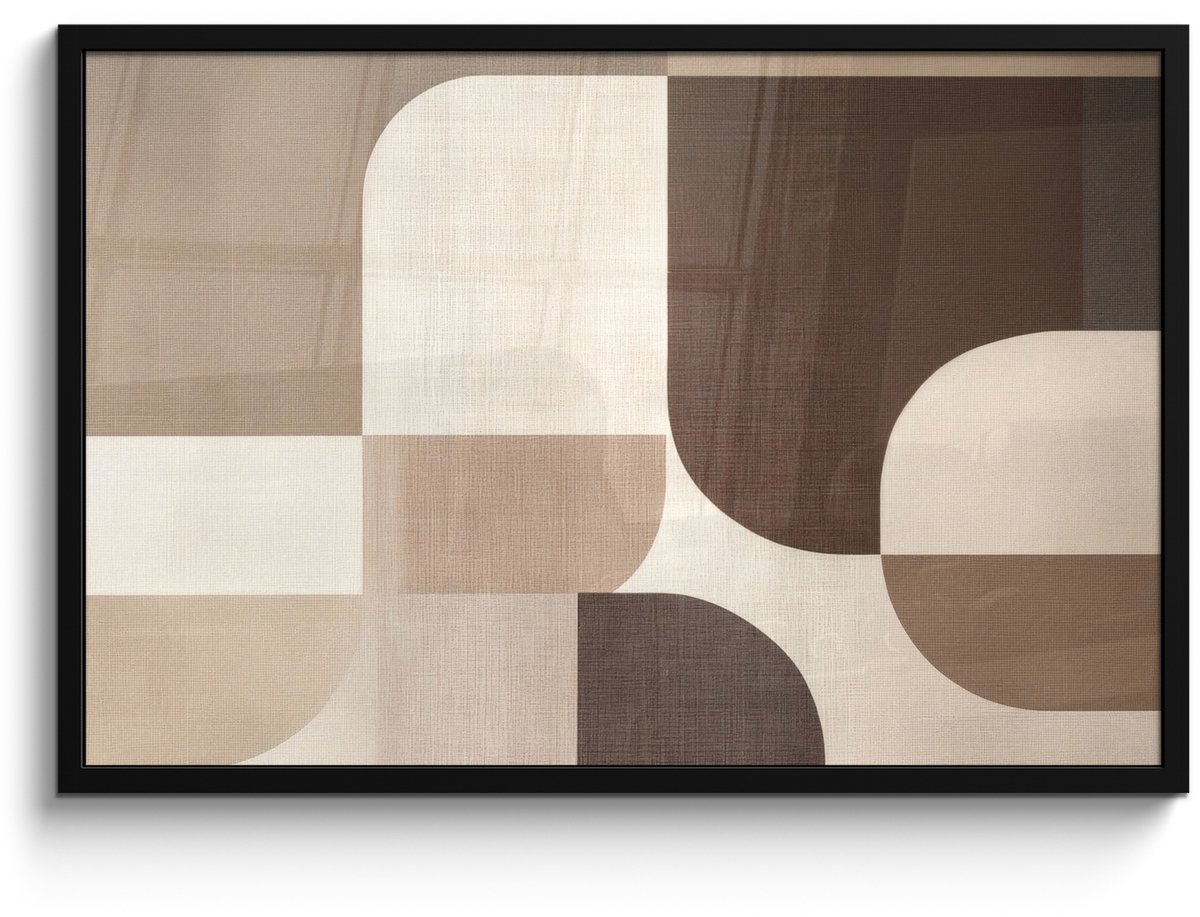FrameYourWall Poster in lijst - Fotolijst 90x60 cm - Posters - Geometrisch - Geweven structuur - Modern - Posterlijst zwart - Decoratie - Wanddecoratie woonkamer - Muurdecoratie slaapkamer Vormen - Modern