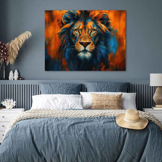 Affiche 120x90 cm - Tableau - Tête de lion - Oranje - Posters - Décoration chambre - Décoration murale salon - Décoration murale chambre