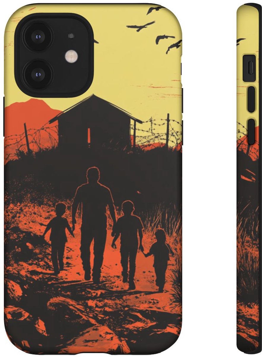 Gezin op Weg naar Prikkeldraadomheining – Telefoonhoesje Geschikt voor iPhone 12
