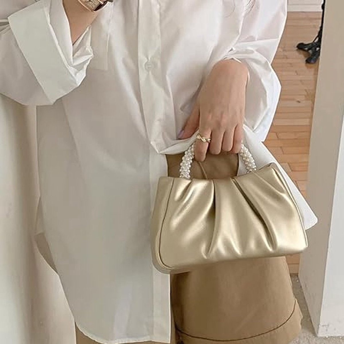 Verfijnde vegan leren clutch voor bruiloftsgasten - elegante handgemaakte avondtasje - België