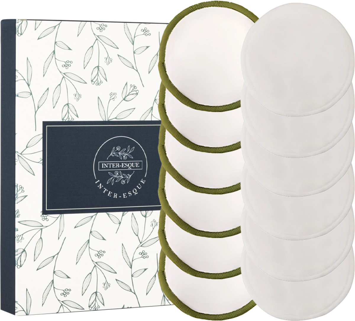 INTER-ESQUE® Herbruikbare Wattenschijfjes Bamboe (12 stuks) – Zero Waste Make-up Remover Pads – 6x Dagelijks & 6x Scrub – Inclusief Waszakje – Duurzame Gezichtsreiniging