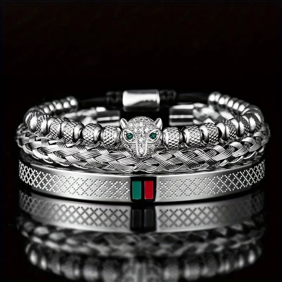 Leren herenarmbandenset, boho kokosnootarmbanden, ambachtelijk cadeau - België