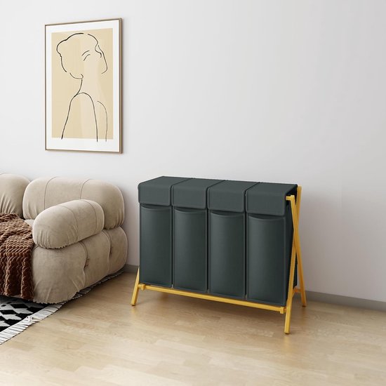 Springos Organisateur à Linge 146L Pliable - 3 Compartiments XL Pour Tri (foncé, Clair, Couleur) - Cadre Aluminium Panier Pliable Rangement