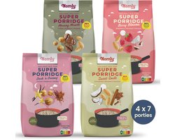 Nomly Super Havermout Mixdoos - overnight oats - laag in suikers - gezond - vegan - 100% glutenvrij - bio - 4 x 280g