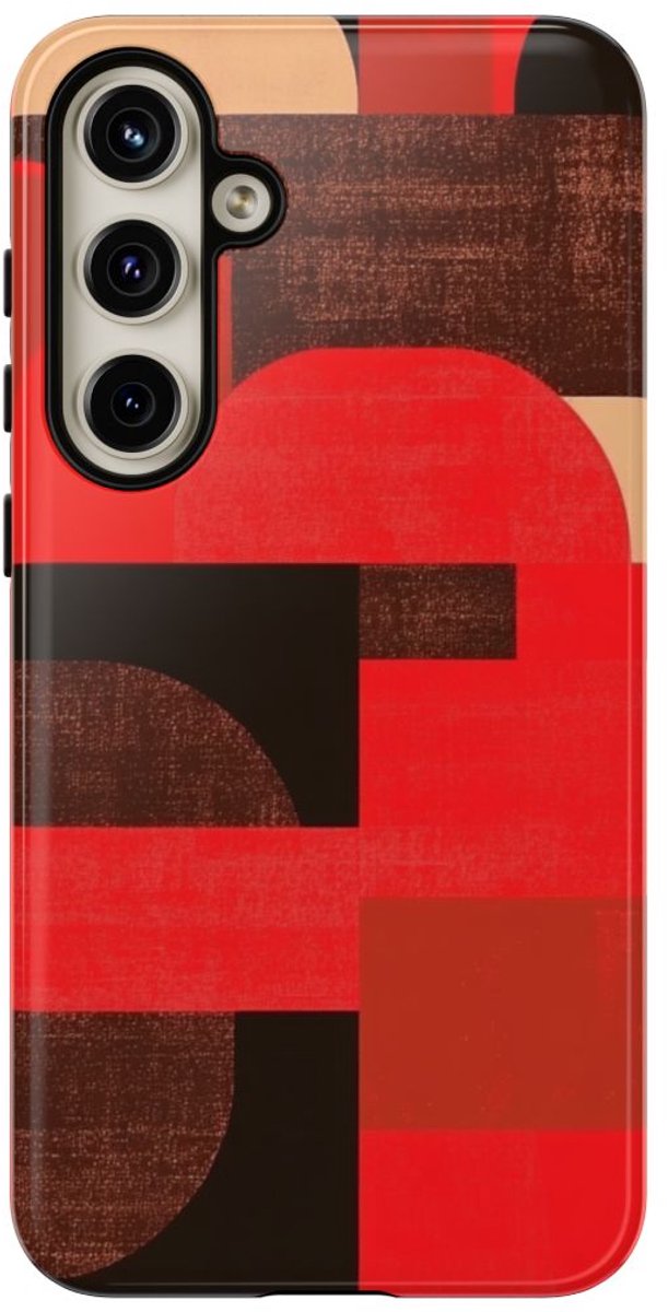 Rood-Bruin Geometrisch Abstract – Telefoonhoesje Geschikt voor Samsung Galaxy S24 Plus