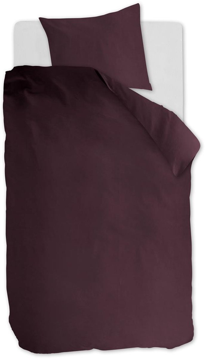 Ambiante Cotton Uni dekbedovertrek - Effen - Eenpersoons - 140x200/220 - Donker Rood