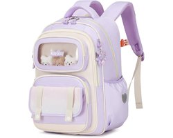 Meisjesrugzak, ergonomische kinderrugzak, kinderrugzak voor groep 1 tot 5, casual schoudertas voor tieners, schoolreis, 20 liter, paars