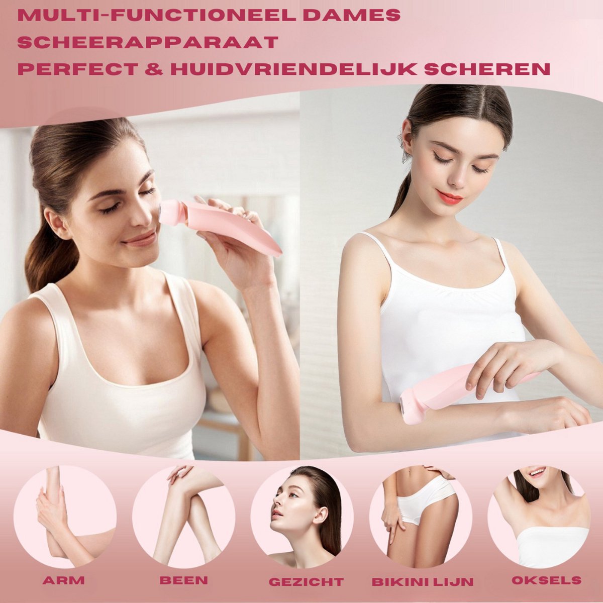 Nuvado Oplaadbare Ladyshave 2 in 1 met Reiszakje - afbeelding 3