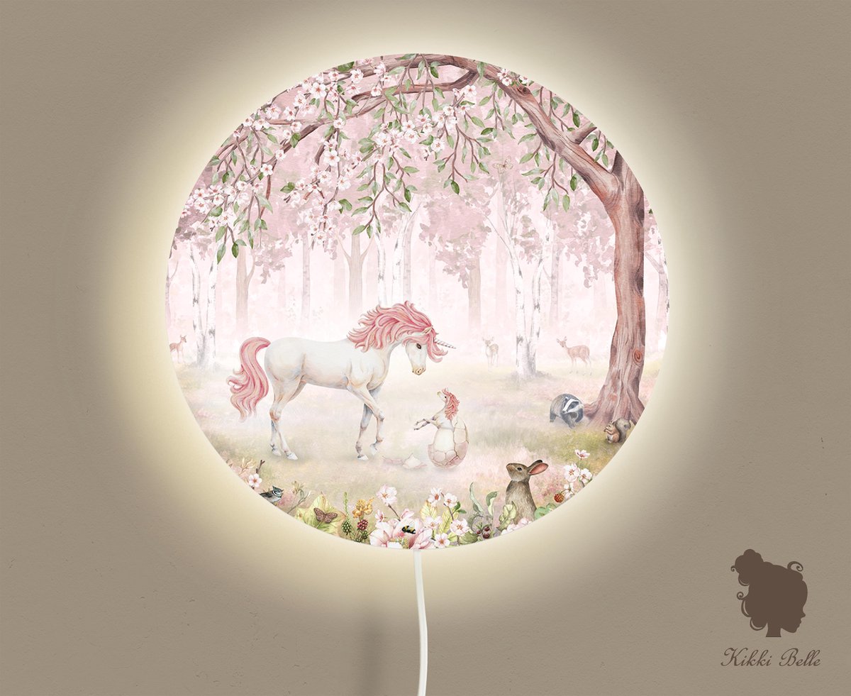 Wandlamp rond Unicorn pink Kikki Belle-sfeerverlichting-kinderkamer-unicorn-woonaccessoires