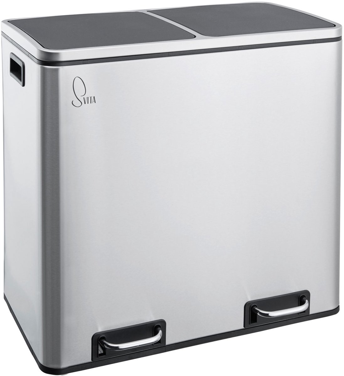 Svita TM2X24 Prullenbak - prullenbak 48L roestvrij staal pedaalemmer afvalbak recycling