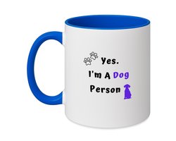 Hacebo® - yes I'm a dog person koffiebeker zee blauw - Honden - honden liefhebbers - thee mok - koffie beker - iemand die houdt van honden - verjaardag - cadeau - kado - geschenk - koffiemok - 350 ML inhoud
